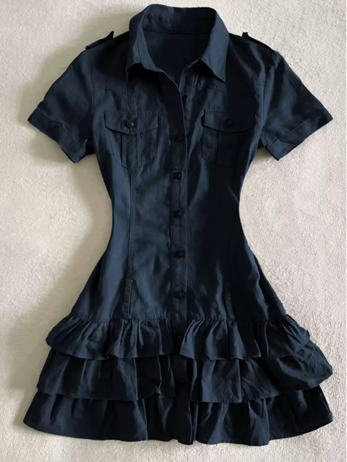 Navy blue cake shirt dress