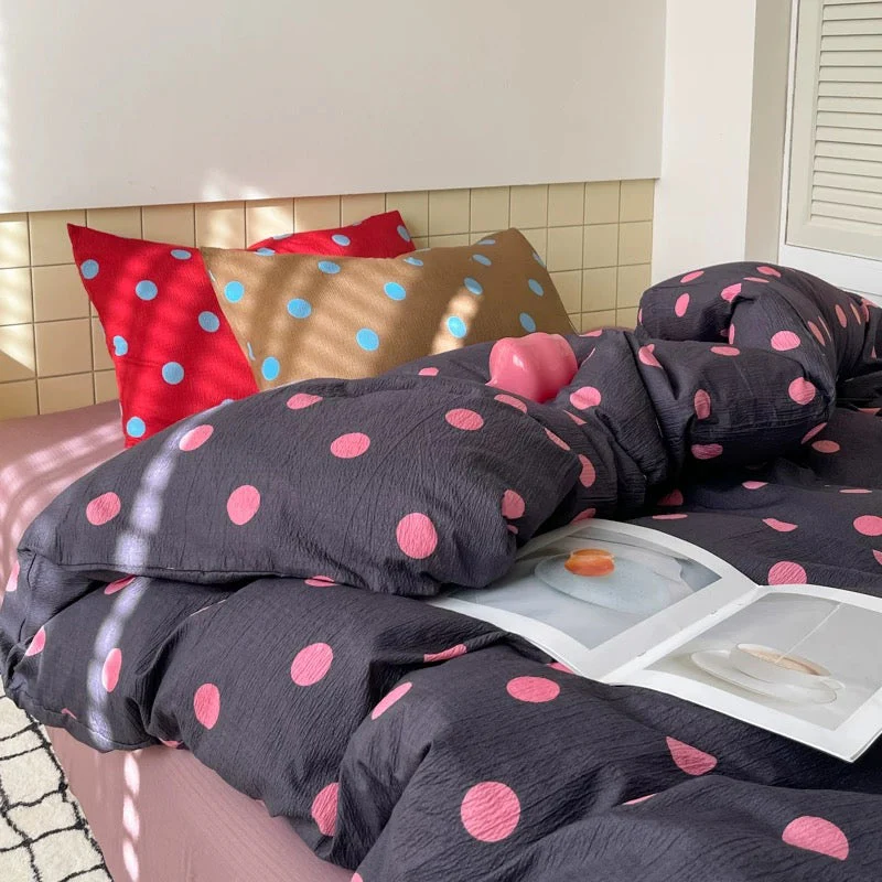 Navy Blue Polka Dot Bedding Set - Image 13