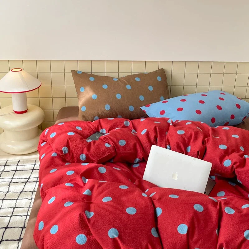 Navy Blue Polka Dot Bedding Set - Image 14