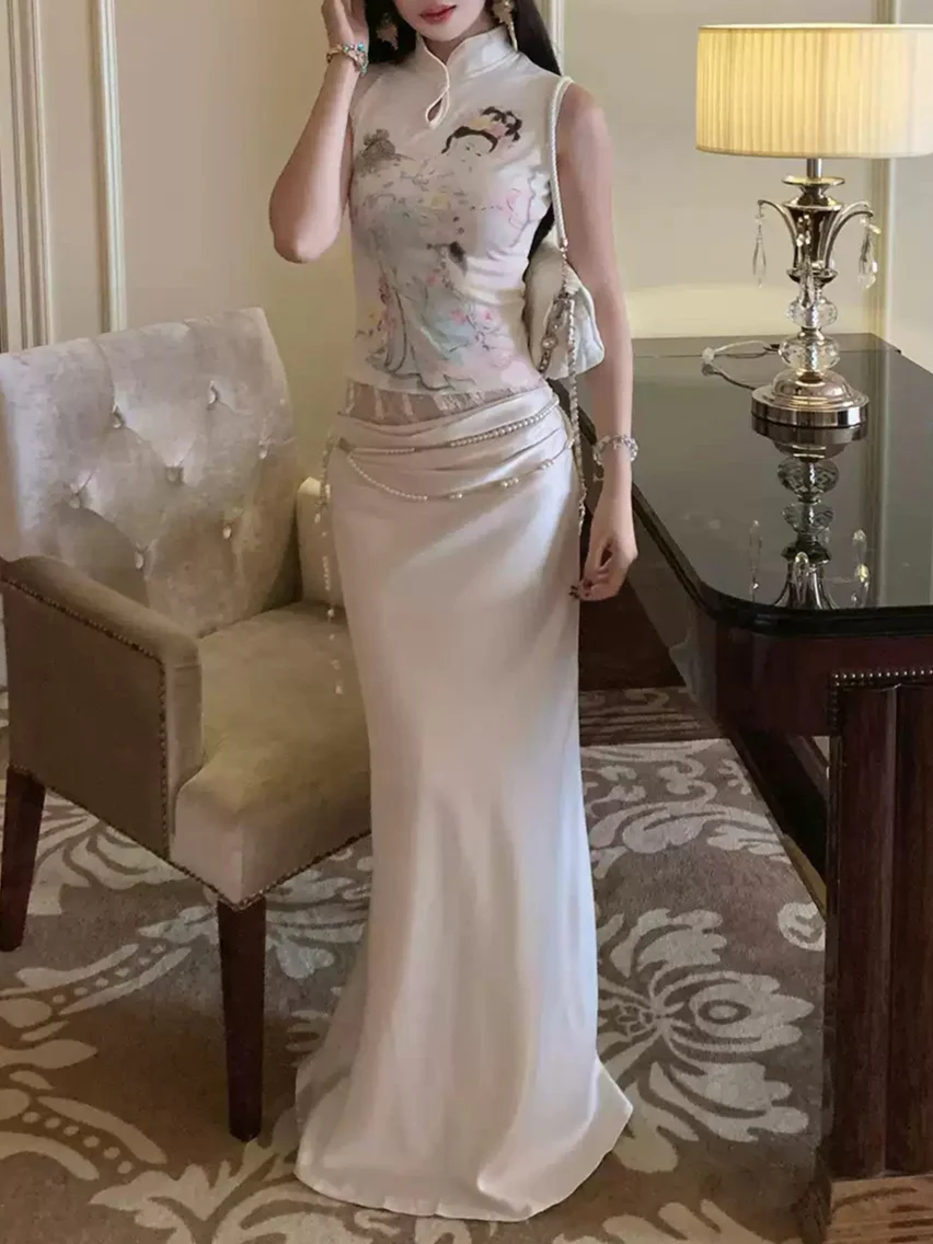 New Chinese Printed Cheongsam Dress - Image 2