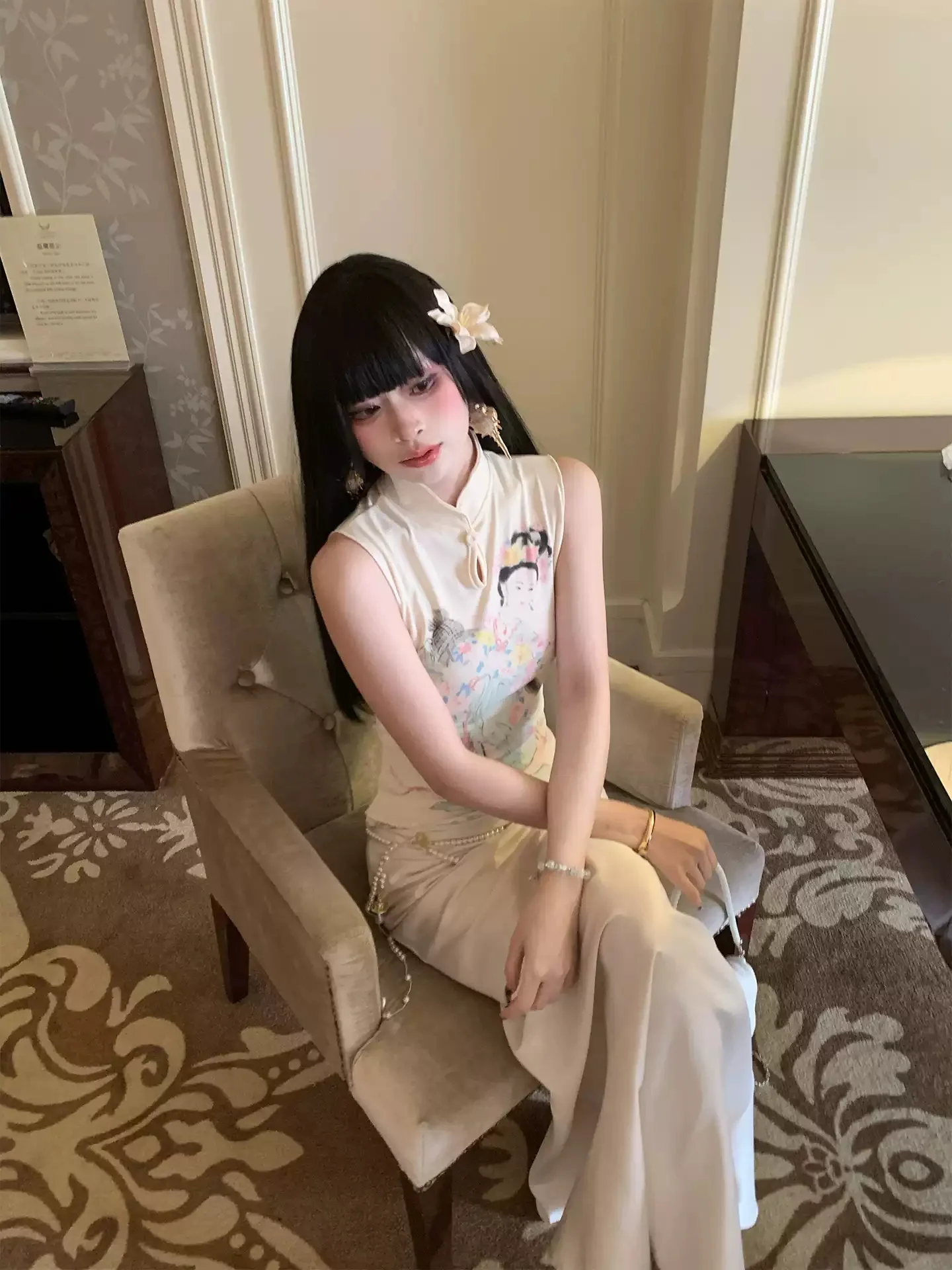 New Chinese Printed Cheongsam Dress - Image 3