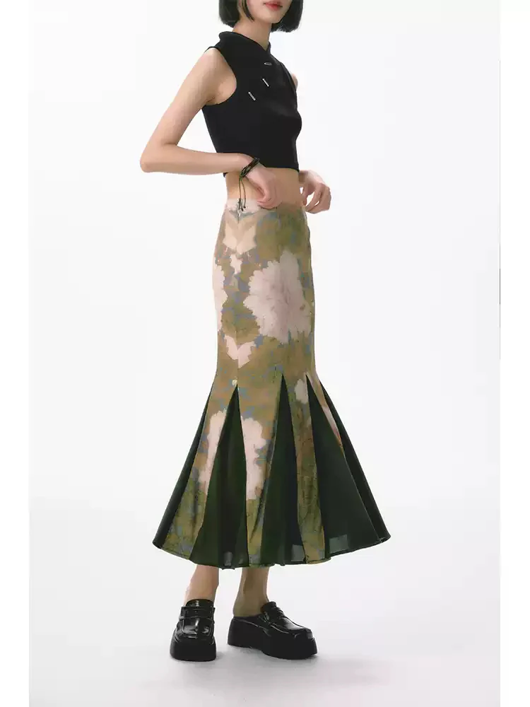 New Chinese Style Flower Stretch Fishtail Skirt - Image 2