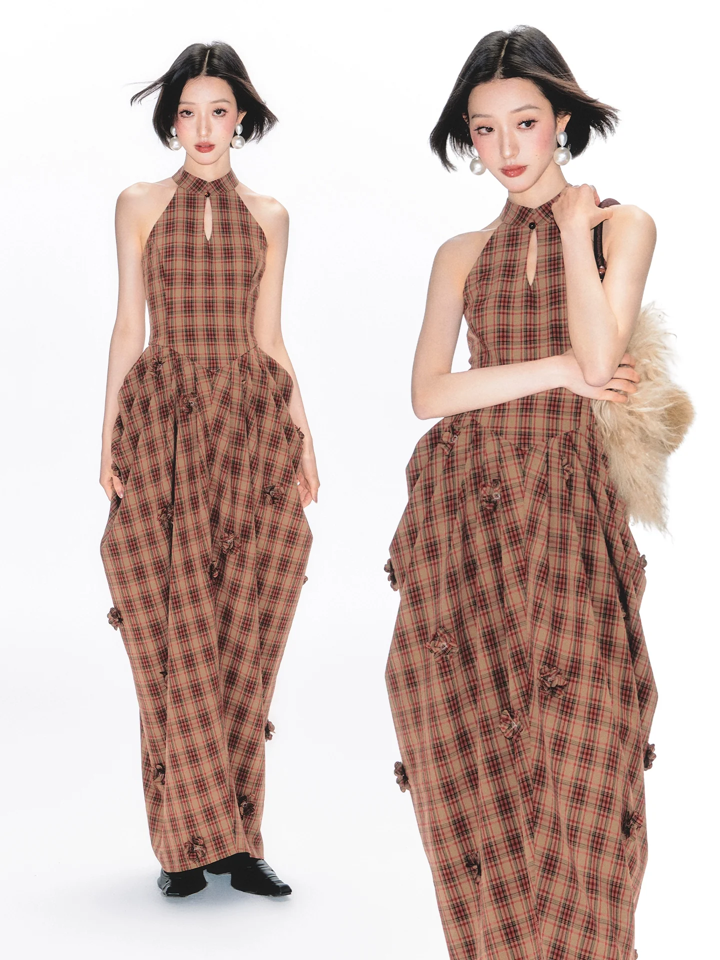New Chinese Style Plaid Sleeveless Dress - Image 3