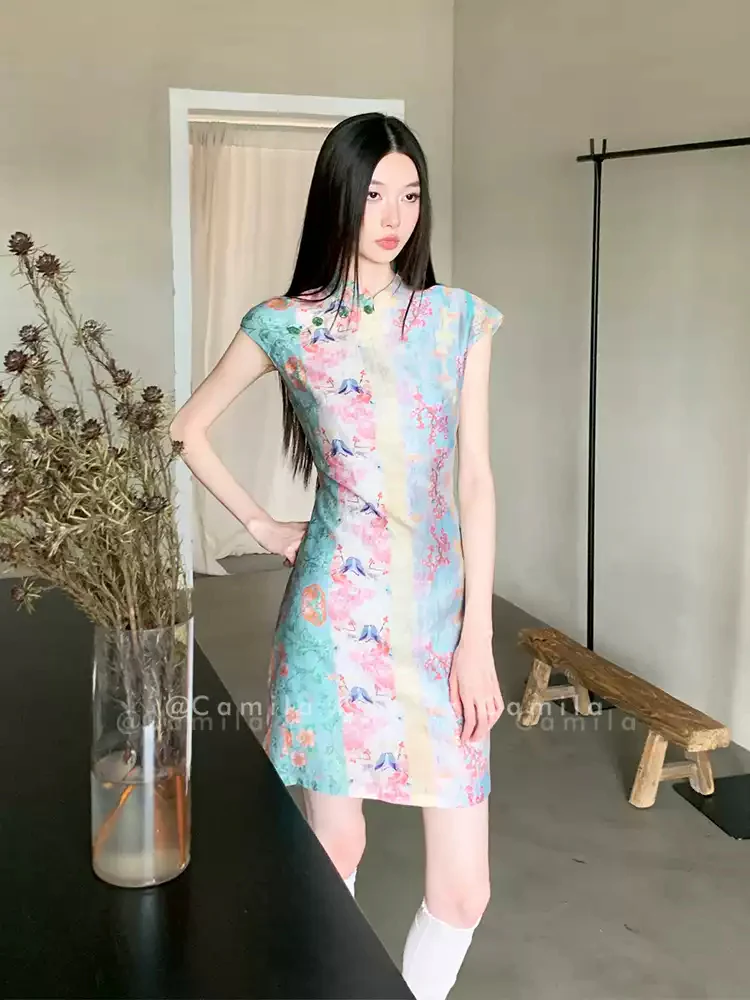 New Chinese Style Printed Cheongsam Dress - Image 2