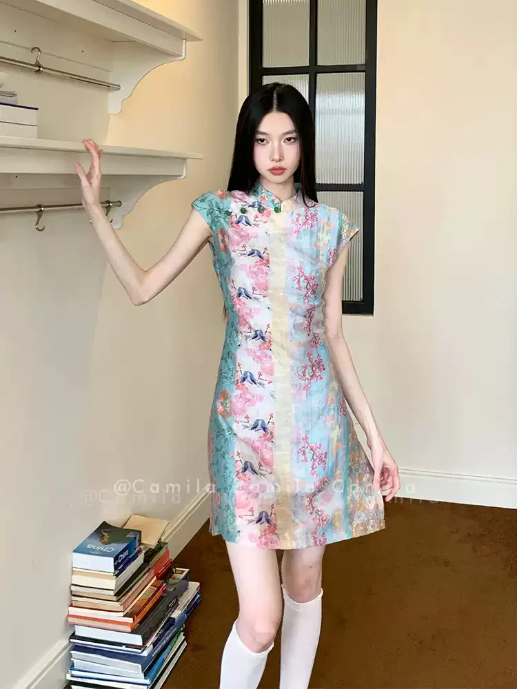 New Chinese Style Printed Cheongsam Dress - Image 3