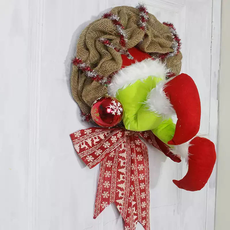 New Christmas thief wreath creative front door decoration - Image 3