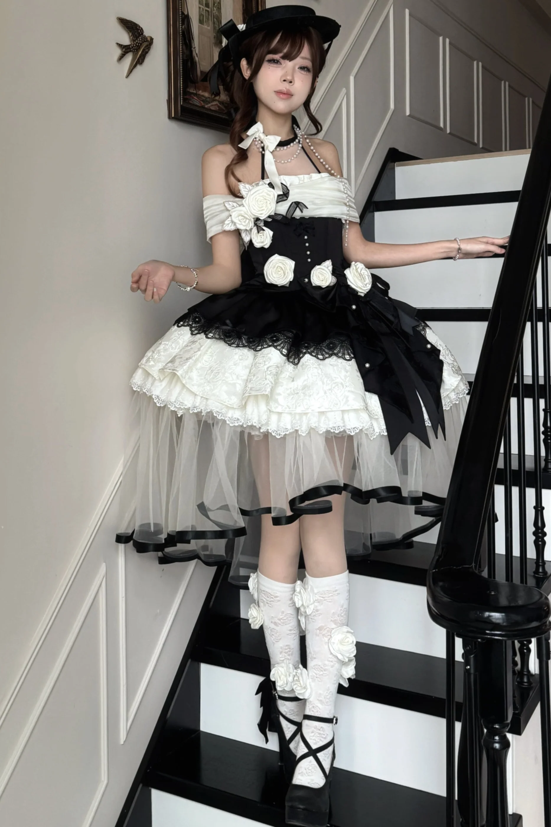 Night Venus Lolita Halterneck Top + Flare Skirt + Tight Skirt + Overlay Skirt + Hat + Tail - Image 10
