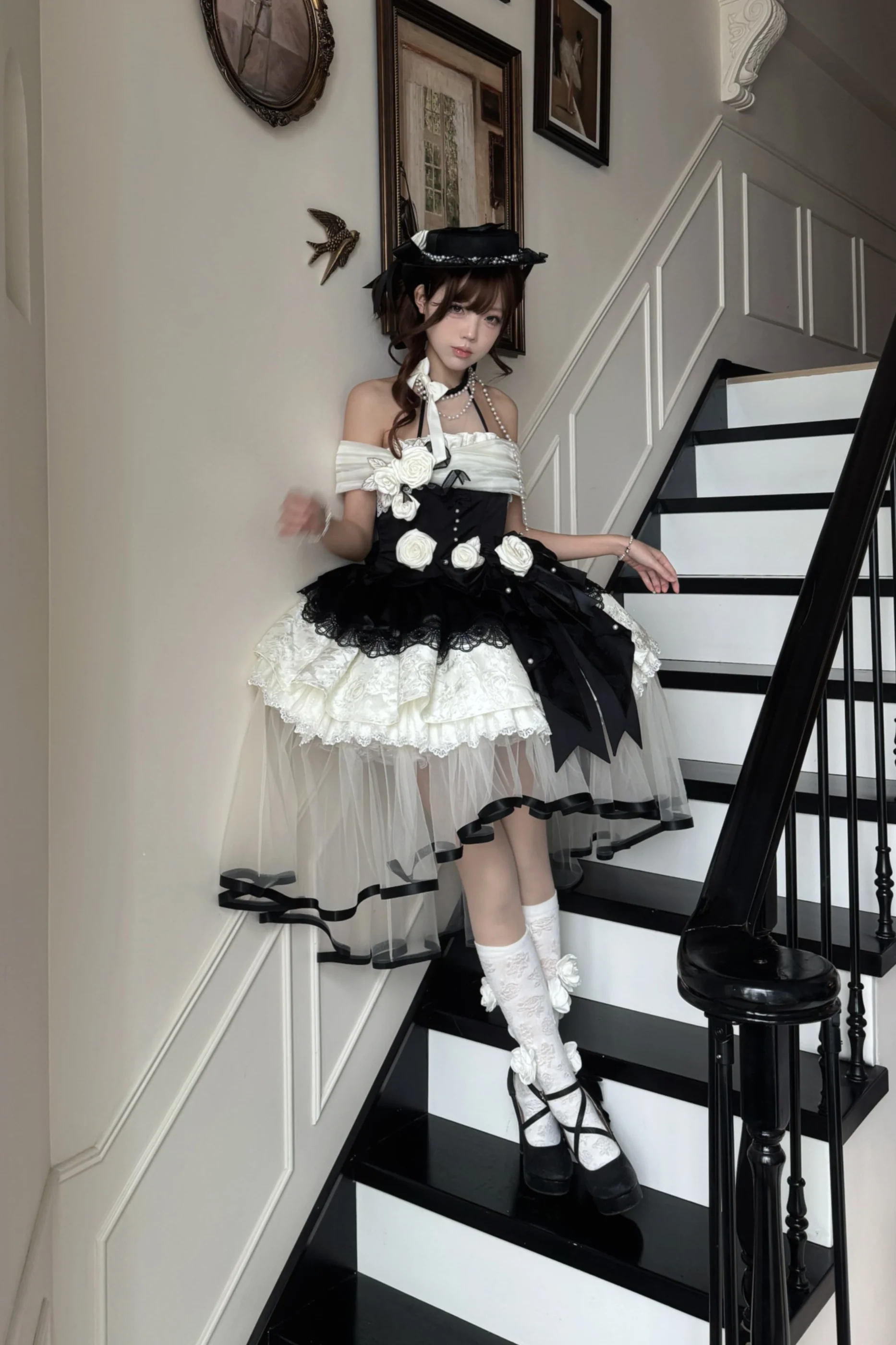Night Venus Lolita Halterneck Top + Flare Skirt + Tight Skirt + Overlay Skirt + Hat + Tail - Image 12