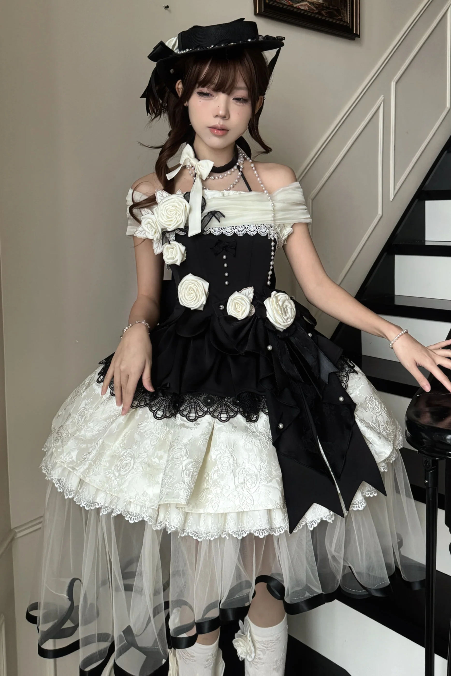 Night Venus Lolita Halterneck Top + Flare Skirt + Tight Skirt + Overlay Skirt + Hat + Tail - Image 15