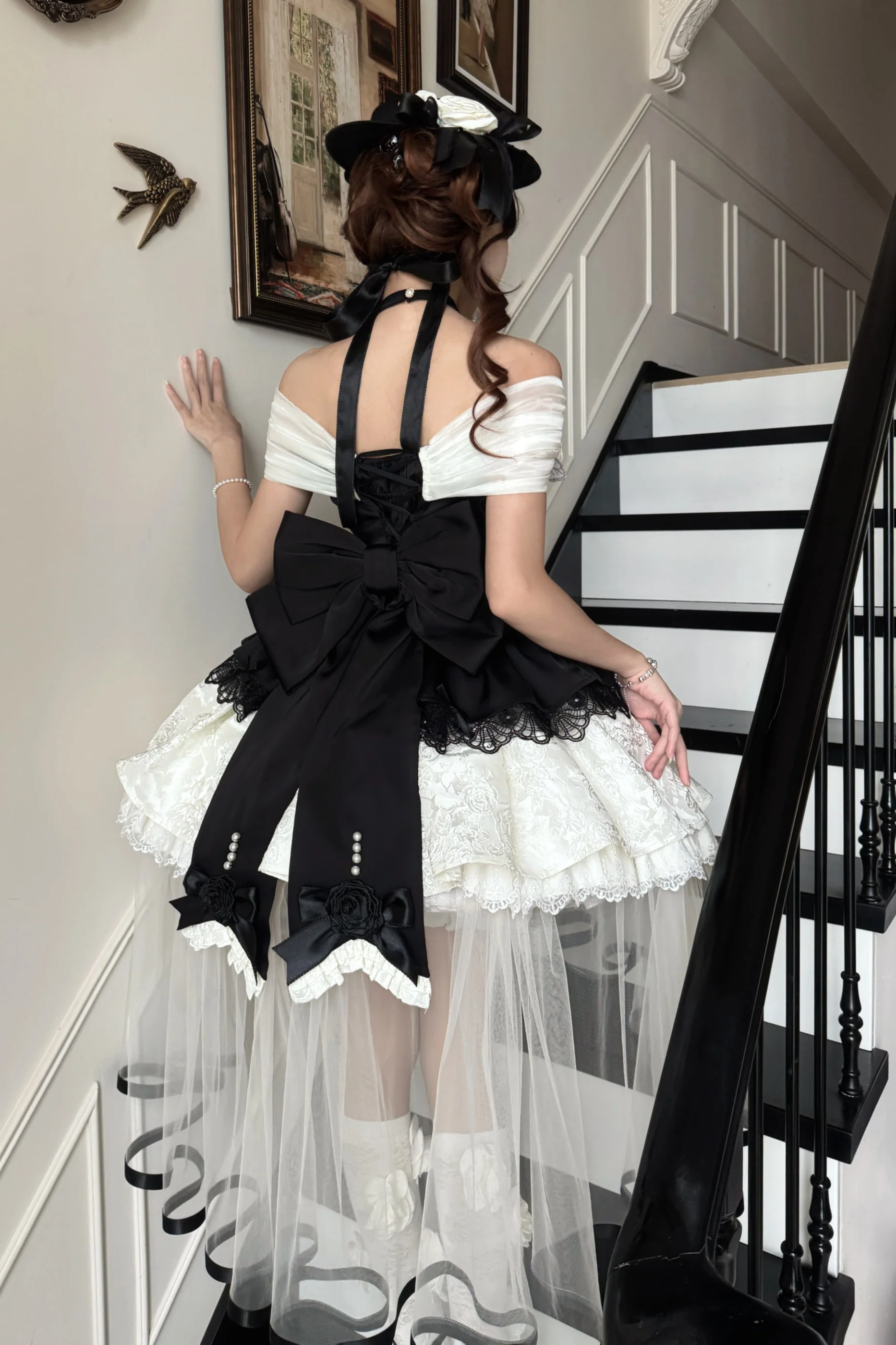 Night Venus Lolita Halterneck Top + Flare Skirt + Tight Skirt + Overlay Skirt + Hat + Tail - Image 16