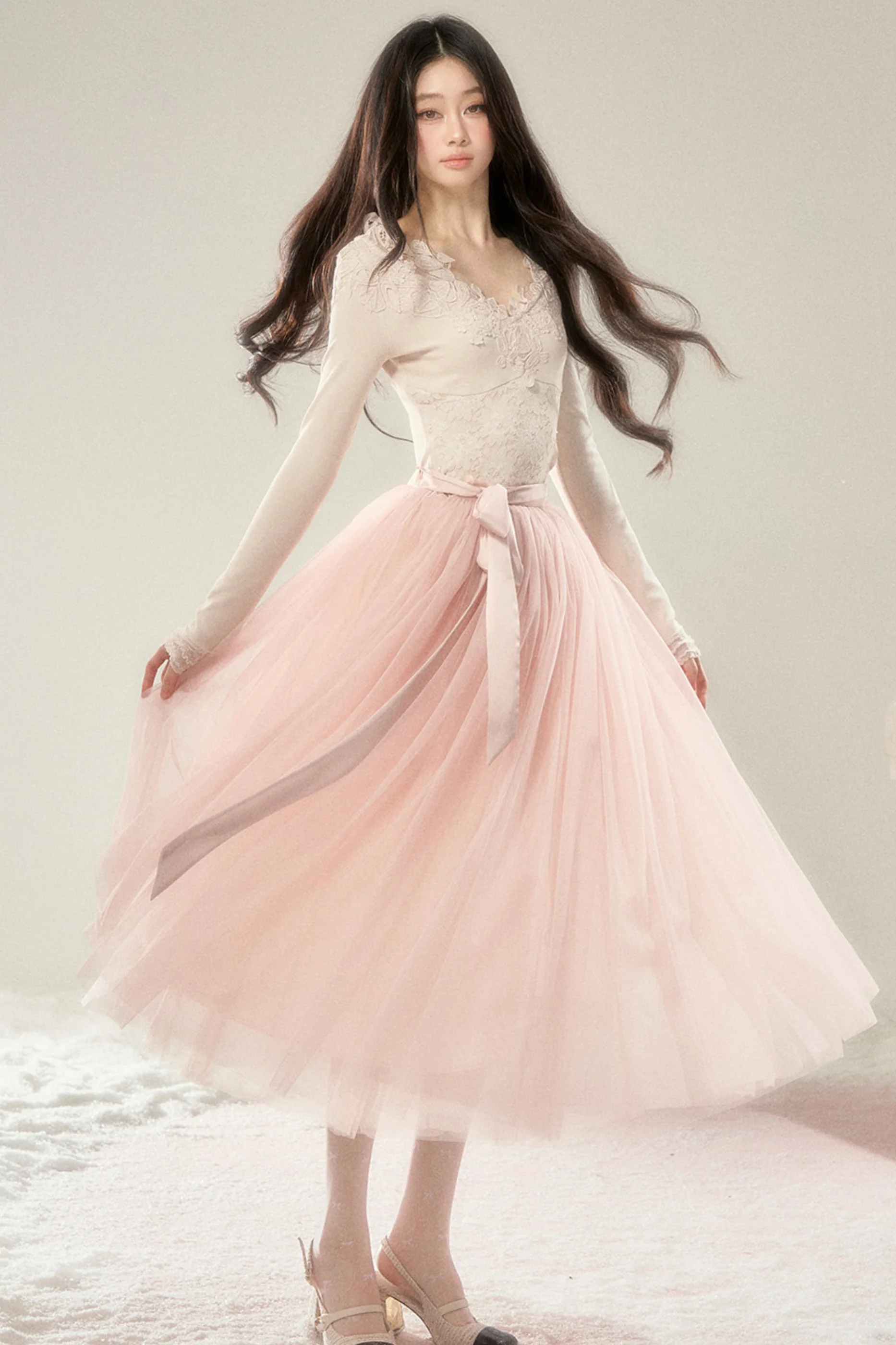 Noble French Lace Top + Flare Tulle Skirt - Image 6