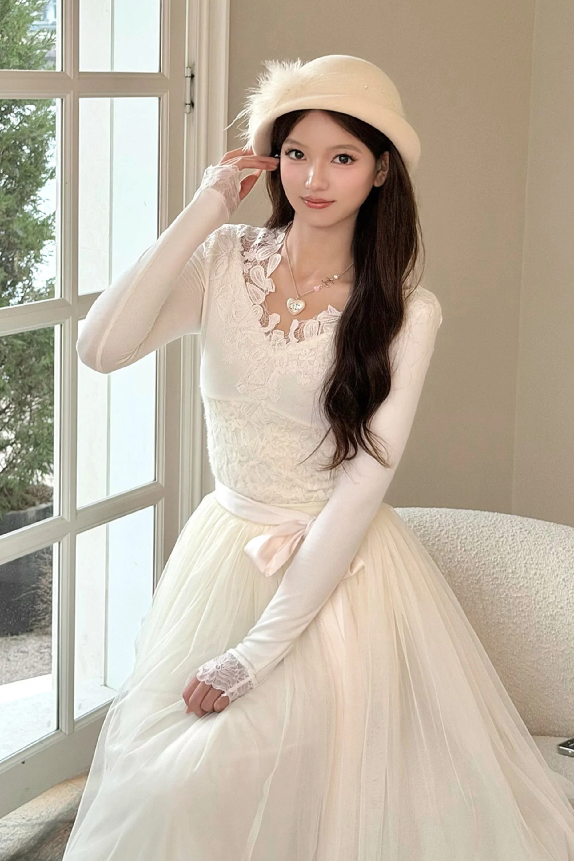 Noble French Lace Top + Flare Tulle Skirt - Image 11