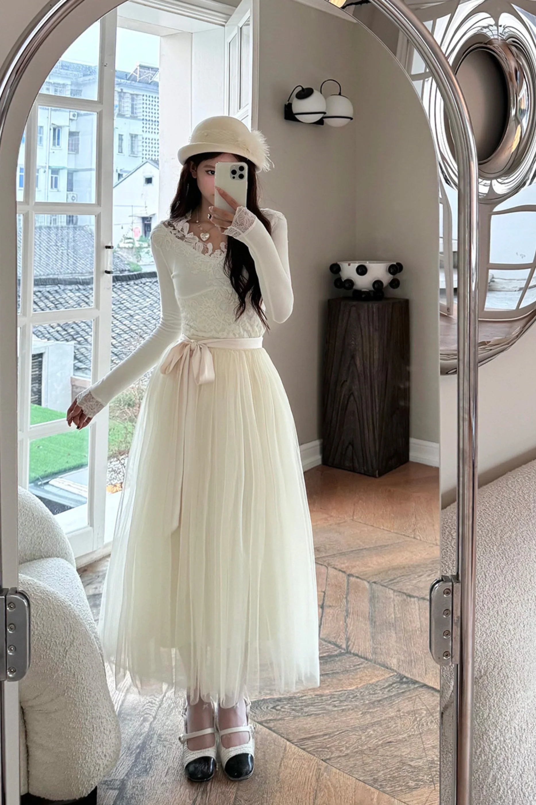 Noble French Lace Top + Flare Tulle Skirt - Image 12
