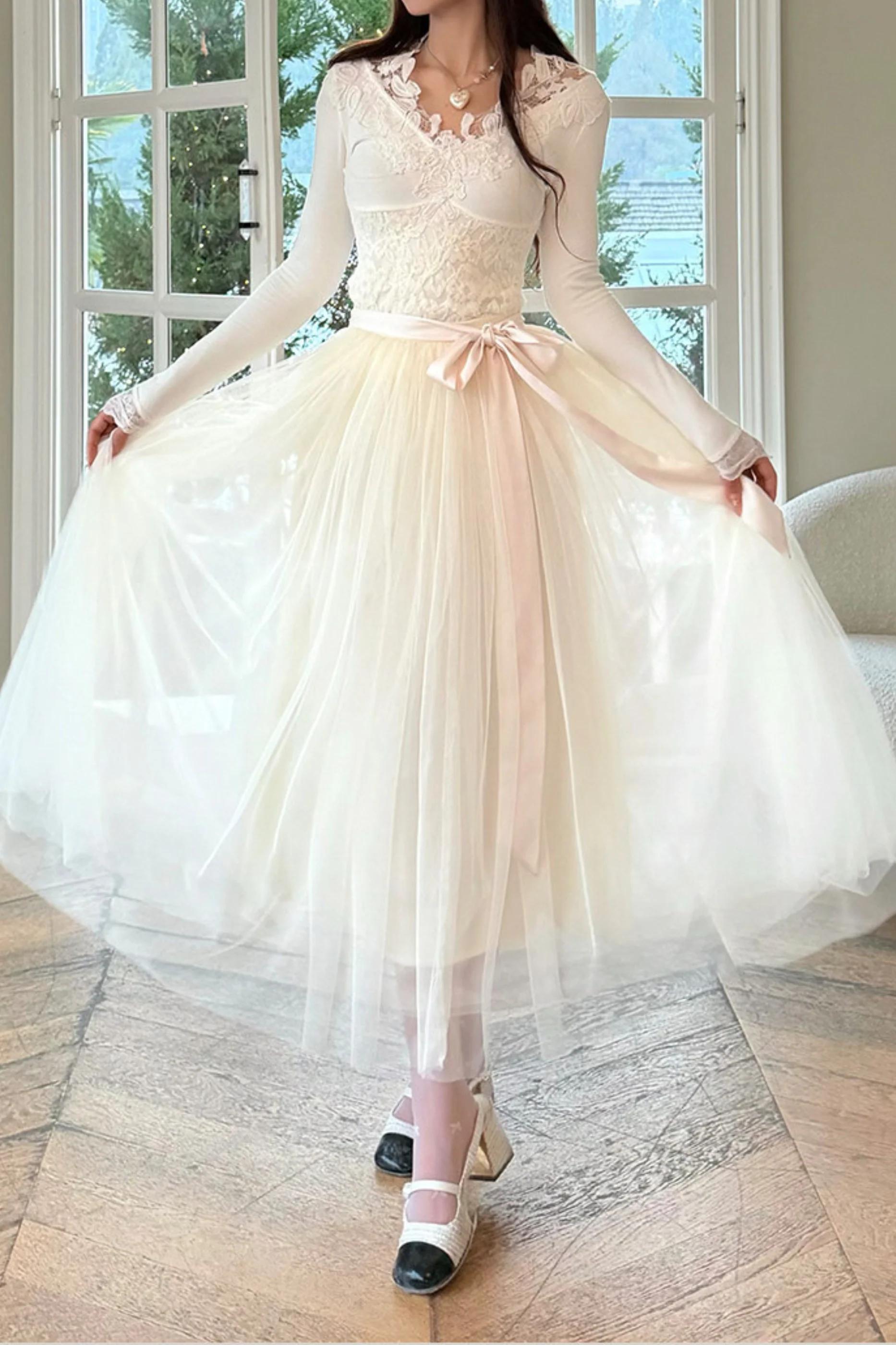 Noble French Lace Top + Flare Tulle Skirt - Image 15