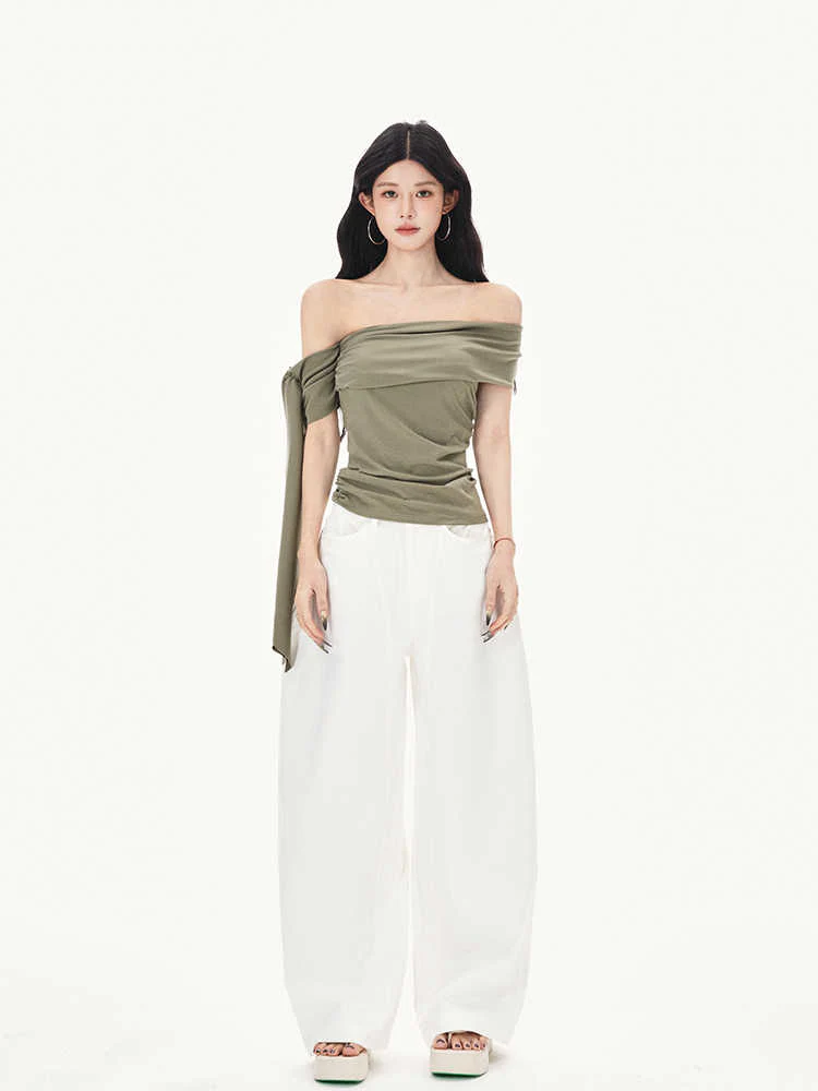 Oblique Shoulder Ribbon Top - Image 6