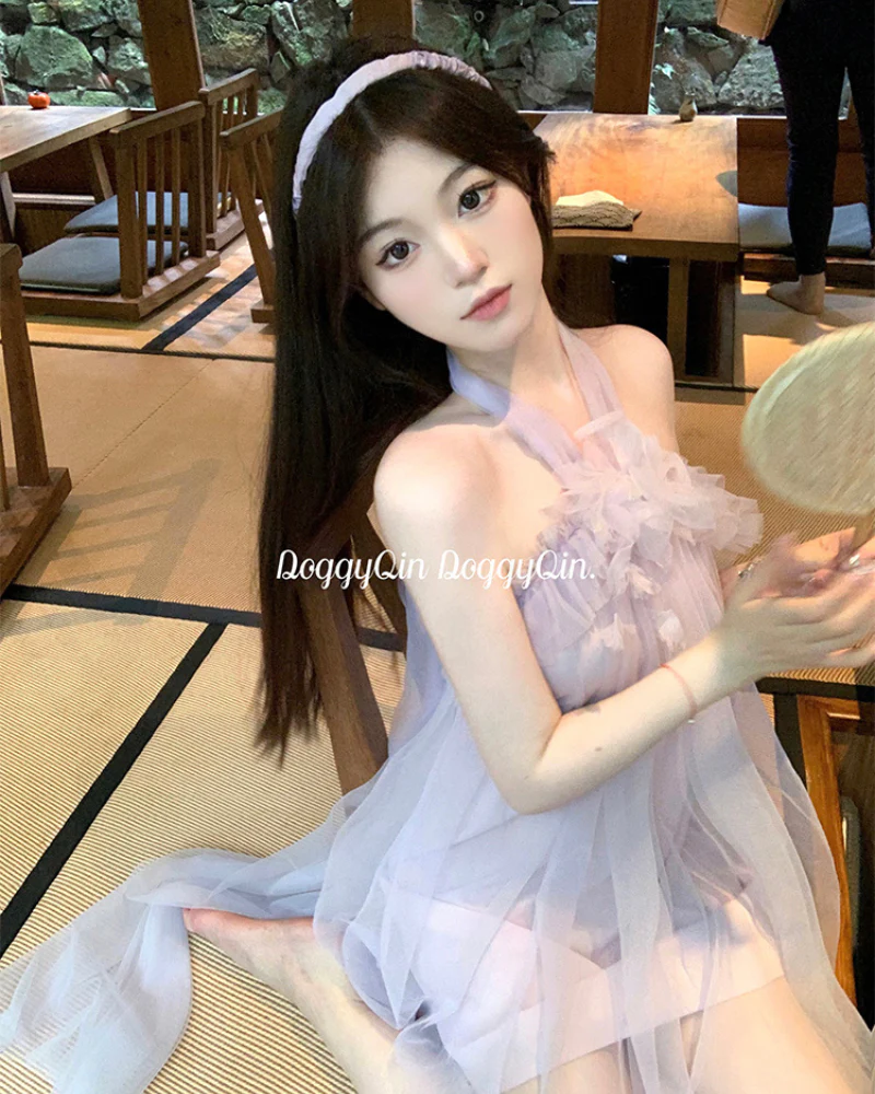 Odetti Fairy Flower Halterneck Tulle Backless Coquette Dress - Image 5