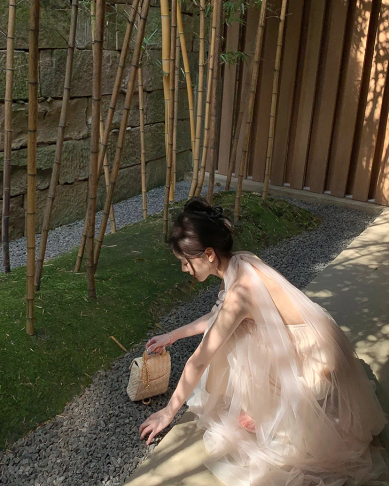 Odetti Fairy Flower Halterneck Tulle Backless Coquette Dress - Image 6