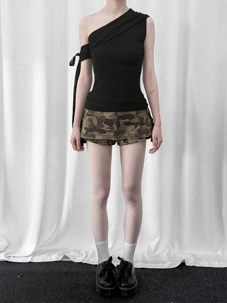 Off-shoulder Slant Collar Tank Top - Image 2