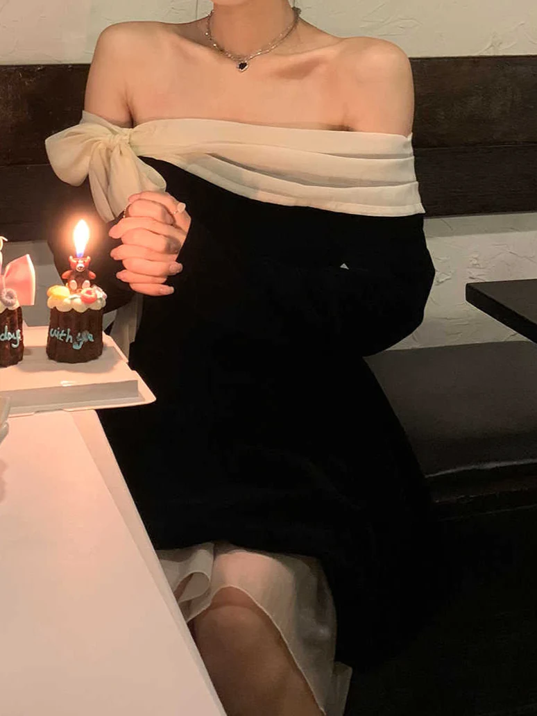 Off The Shoulder Velvet Dark Coquette Dress - Image 2