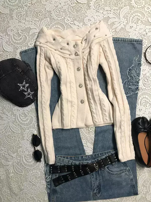 Off-white one-shoulder twist sweater coat - Image 2