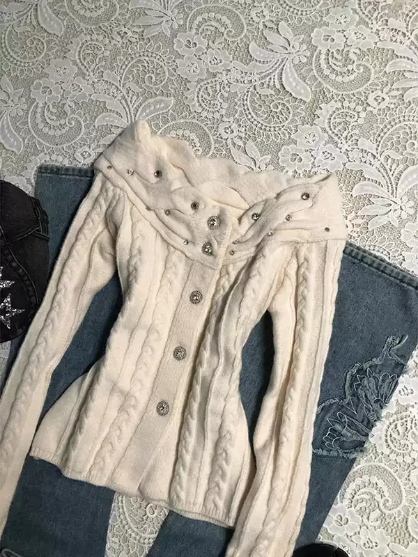 Off-white one-shoulder twist sweater coat - Image 5