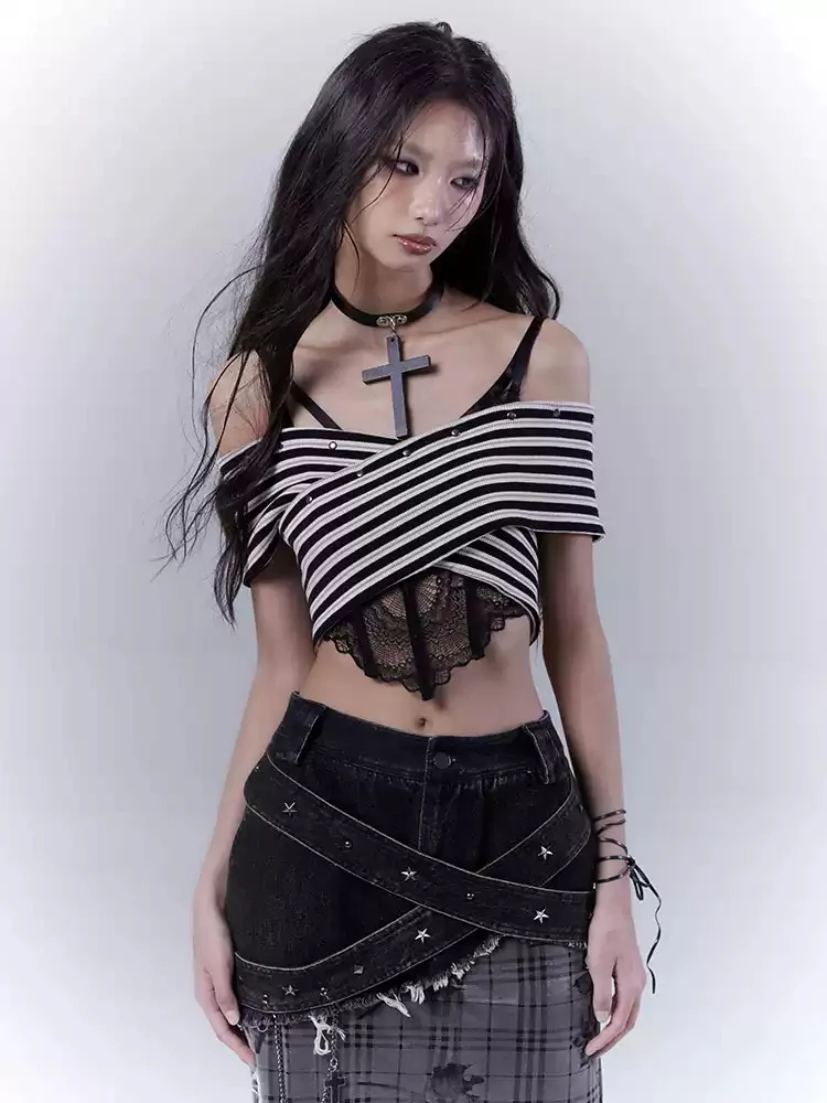 one-shoulder striped hot tube top - Image 3