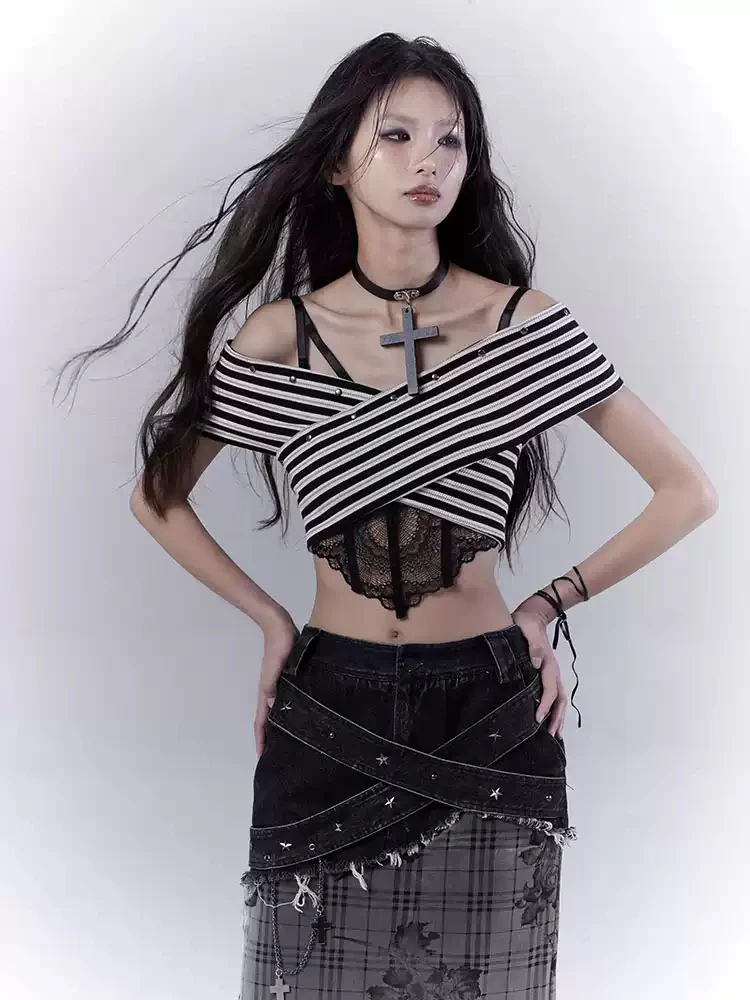 one-shoulder striped hot tube top - Image 4