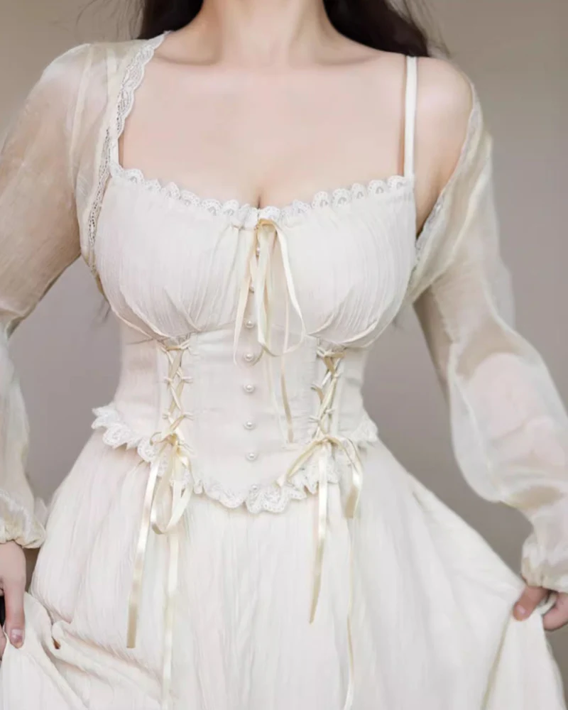 Ophelia Fishbone Retro Corset Maxi Dress - Image 2