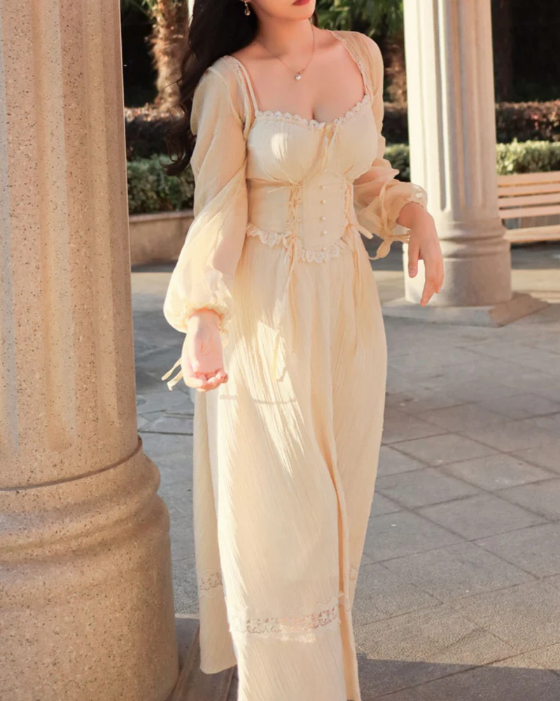 Ophelia Fishbone Retro Corset Maxi Dress - Image 4