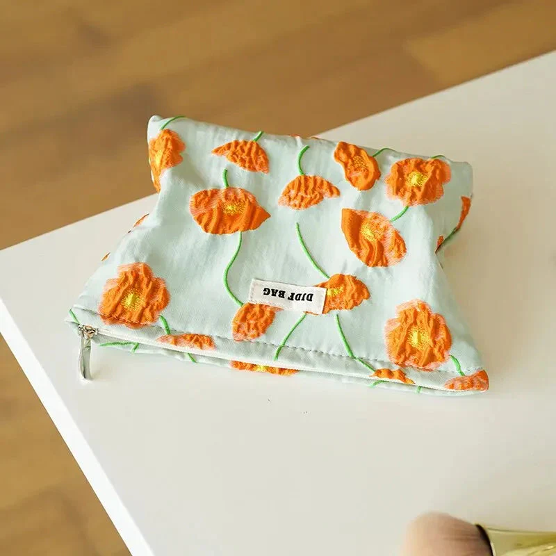 Orange Flowers Makeup Bag - Image 3