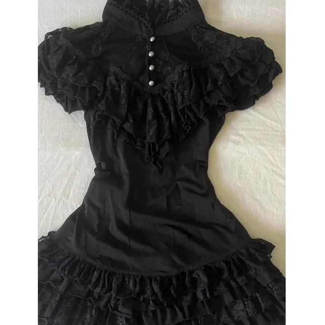 Original black lace short-sleeved shirt - Image 3