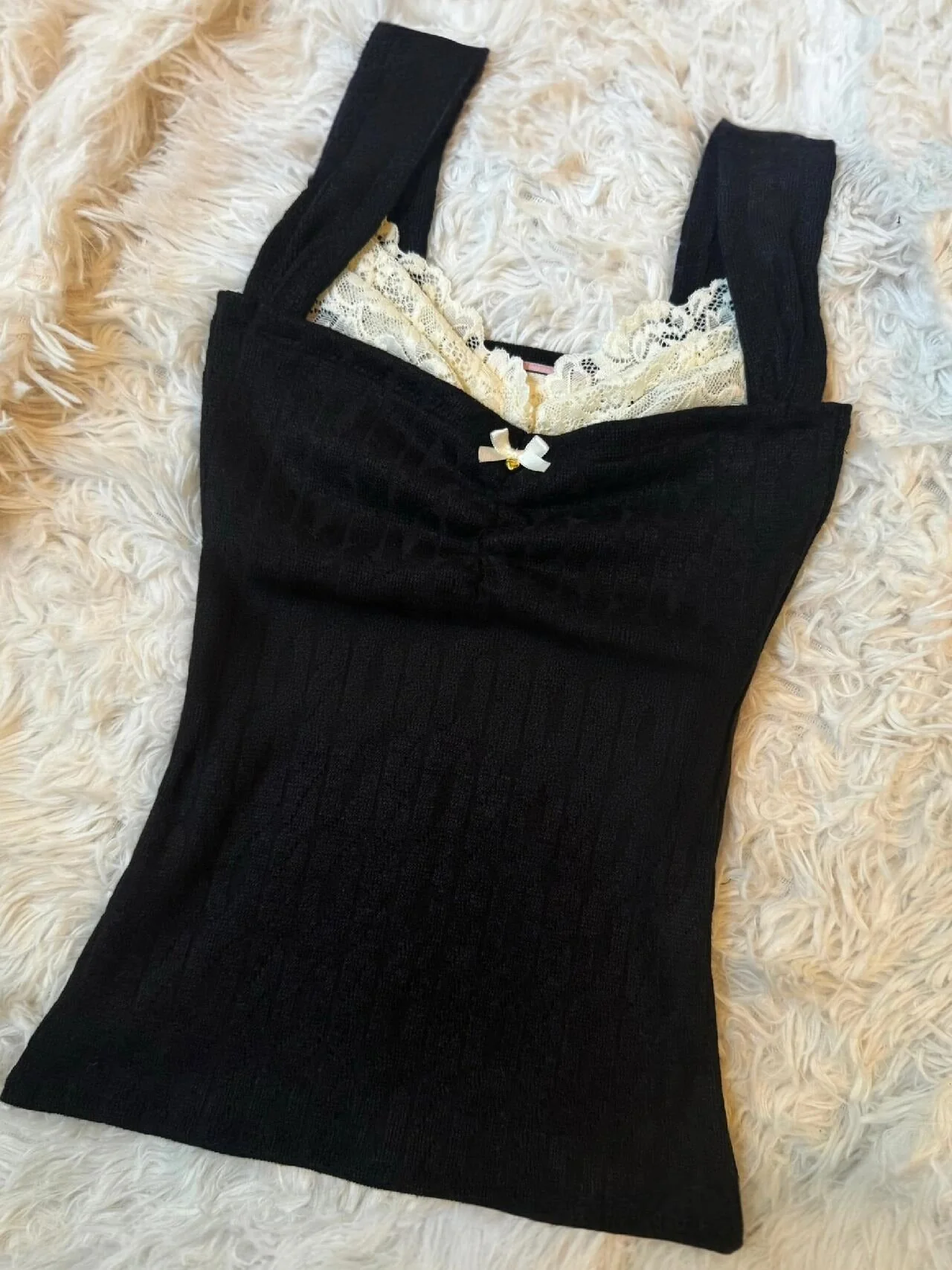 Original black lace stitching retro suspenders - Image 2