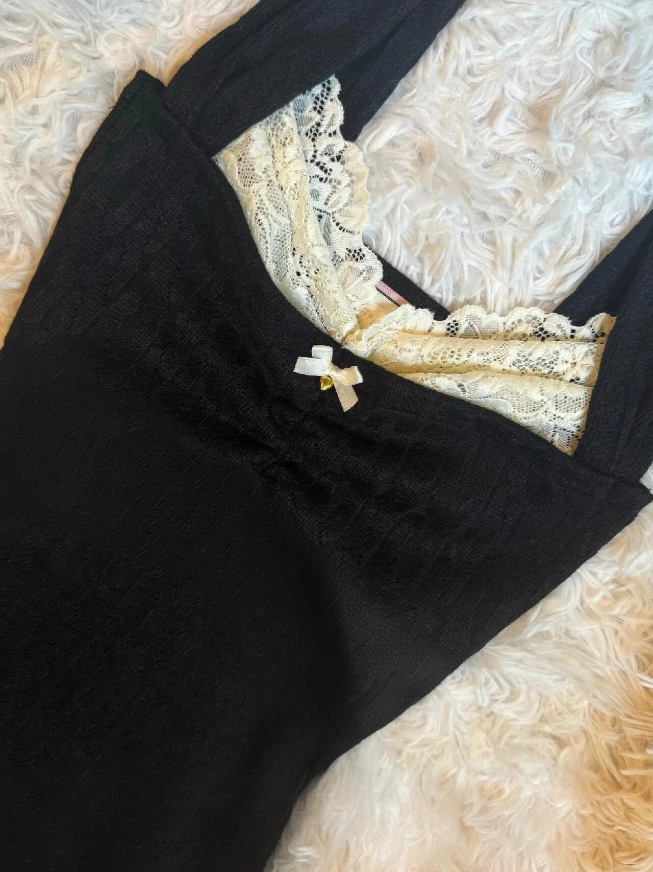 Original black lace stitching retro suspenders - Image 3