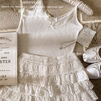 Original Lace Layered Bottoming Vest Retro Girly Basic Sweet Top - Image 4