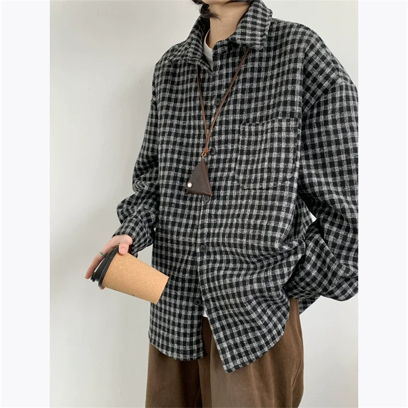 Oversized Brown Plaid Flannel Shirt - Image 8