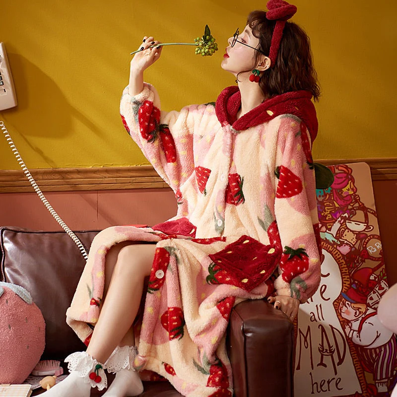 Oversized Fuzzy Strawberry Nightgown - Image 2