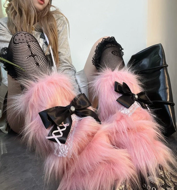 Pastel Goth Fur Leg Warmers - Image 2
