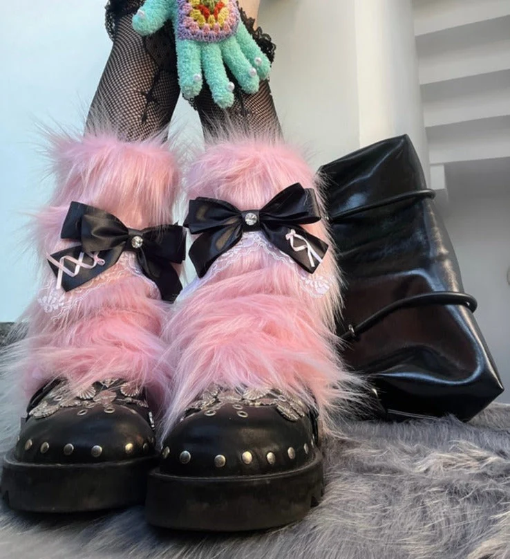 Pastel Goth Fur Leg Warmers - Image 4