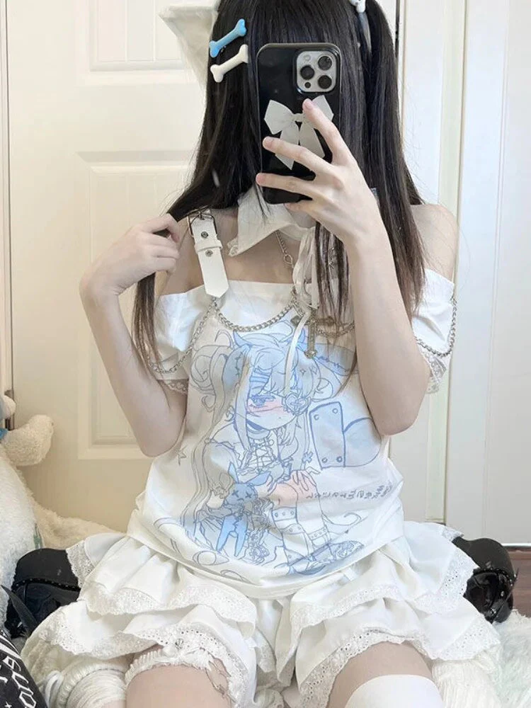 Pastel Menhera Off The Shoulder Tee - Image 3