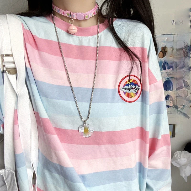 Pastel Striped Oversized Top