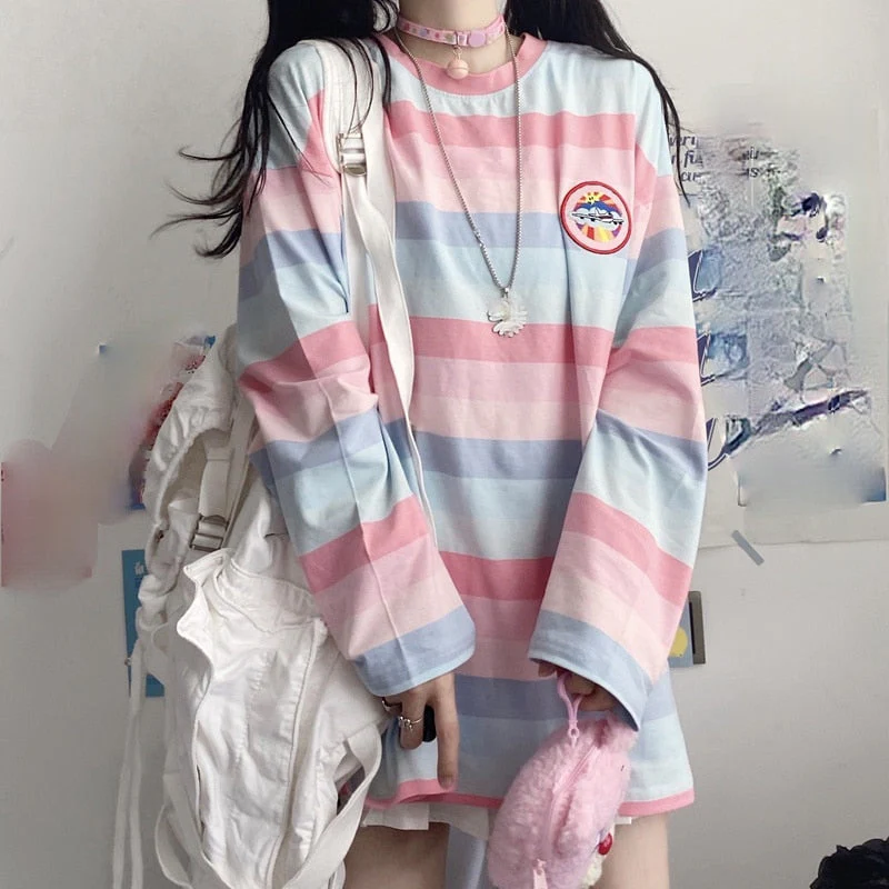 Pastel Striped Oversized Top - Image 2