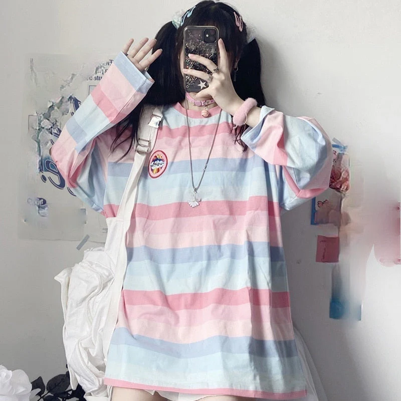 Pastel Striped Oversized Top - Image 3