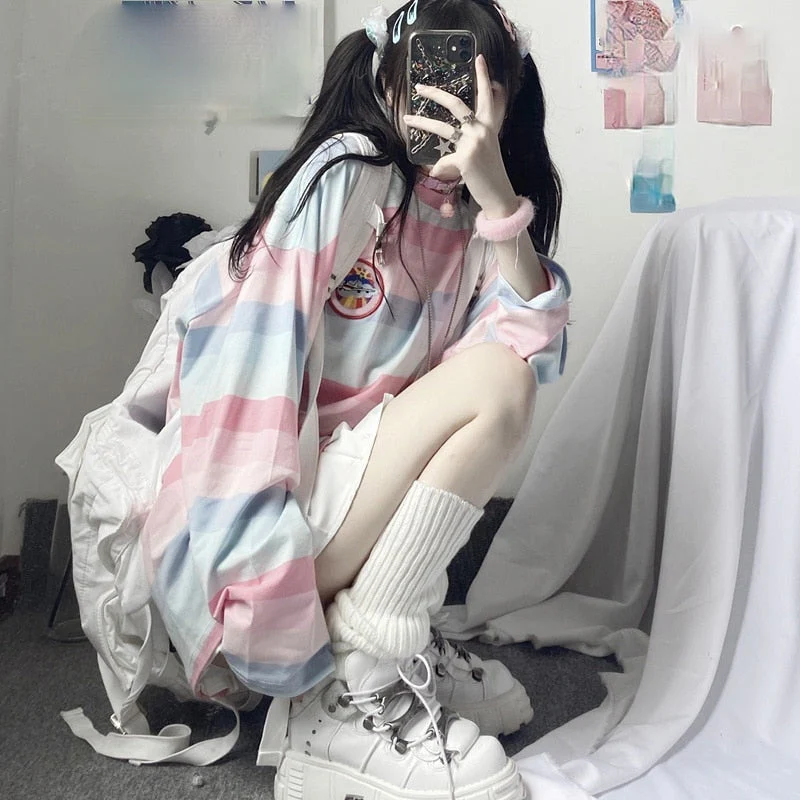 Pastel Striped Oversized Top - Image 4