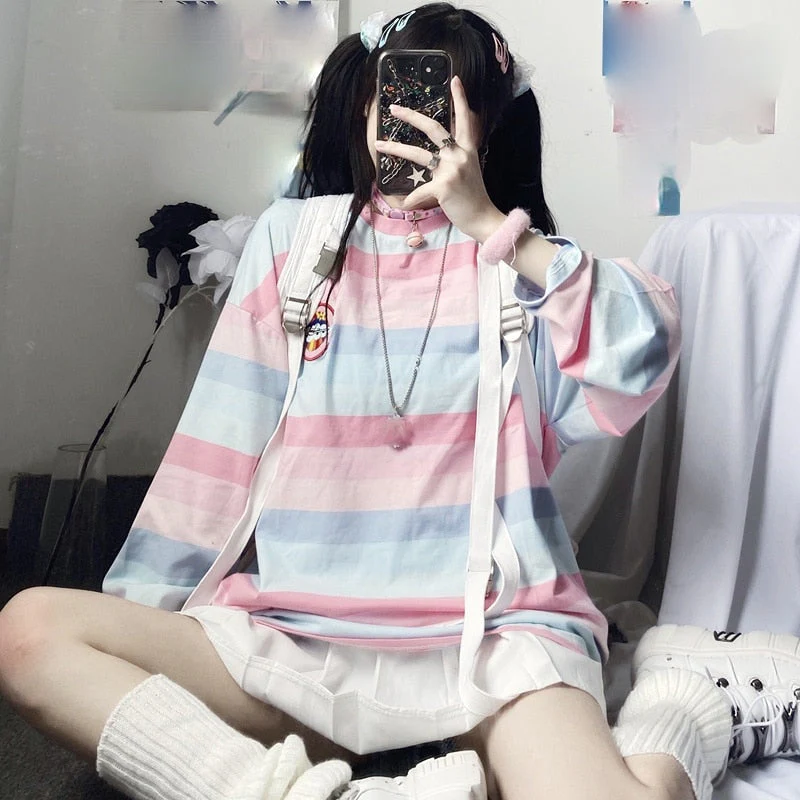 Pastel Striped Oversized Top - Image 5