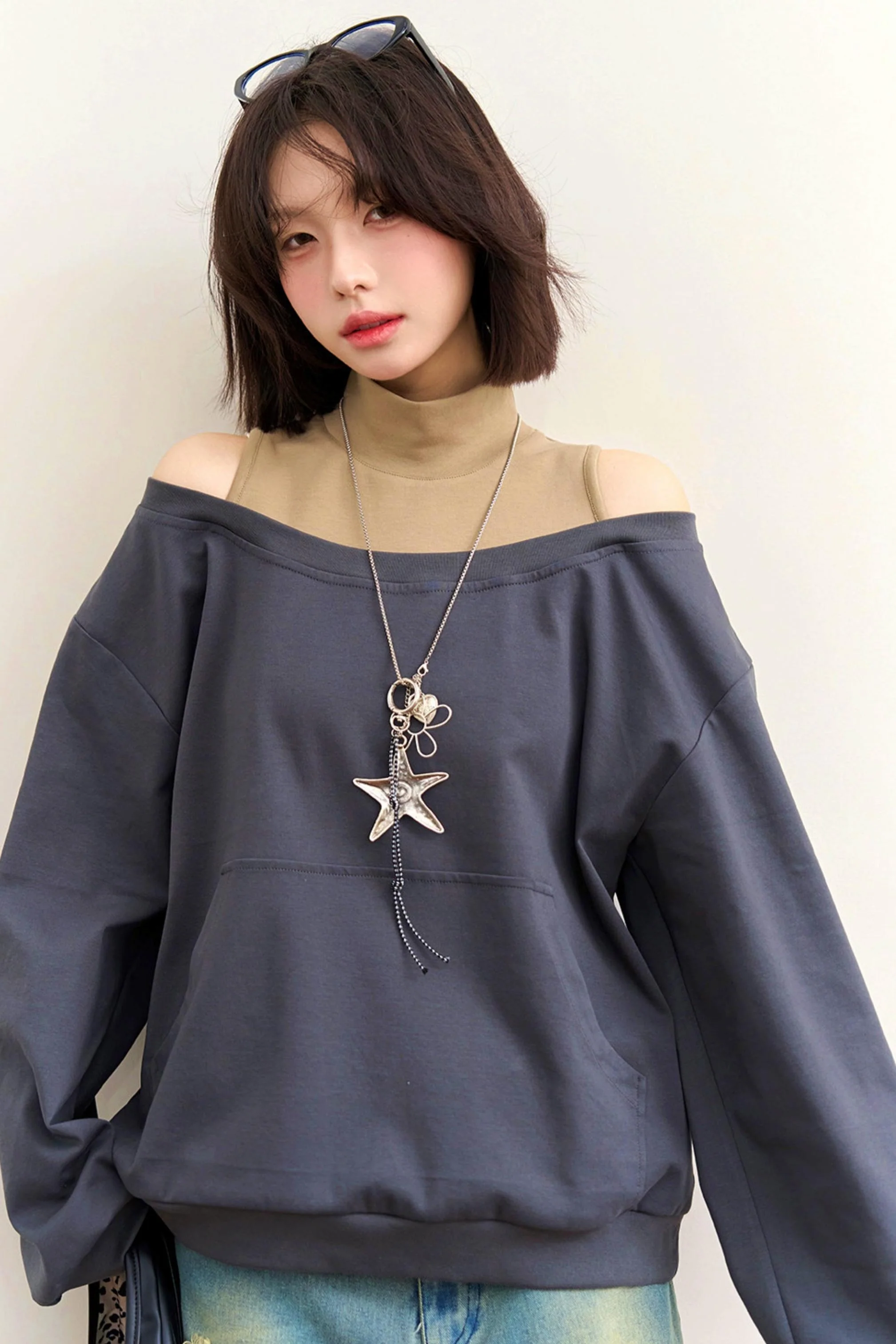 Patchwork Color Block Off-Shoulder Top - Image 12
