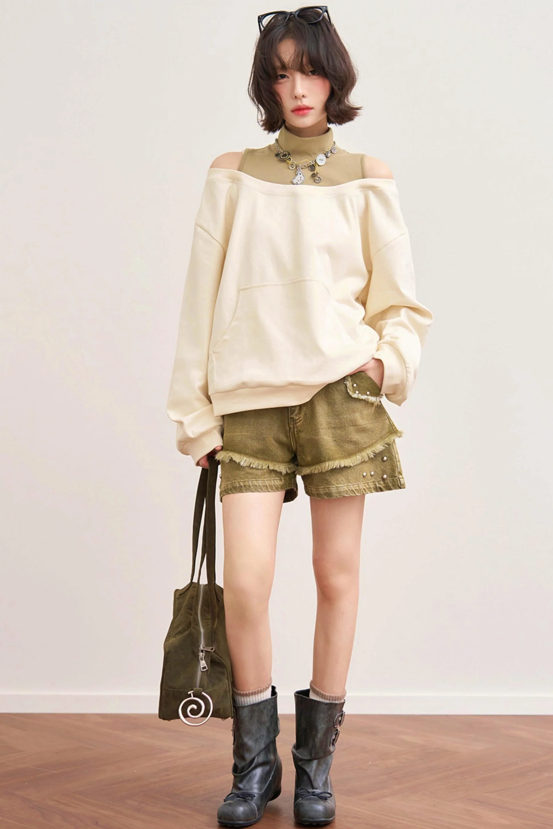 Patchwork Color Block Off-Shoulder Top - Image 6
