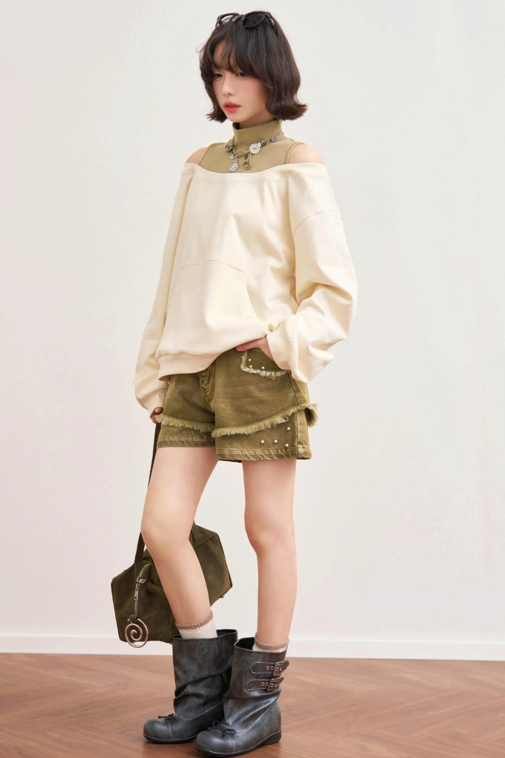 Patchwork Color Block Off-Shoulder Top - Image 7