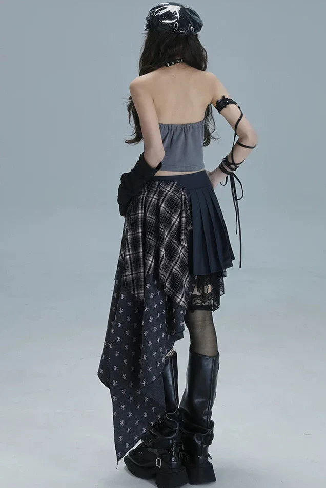 Y2K Patchwork Printed Tube Top - Image 11