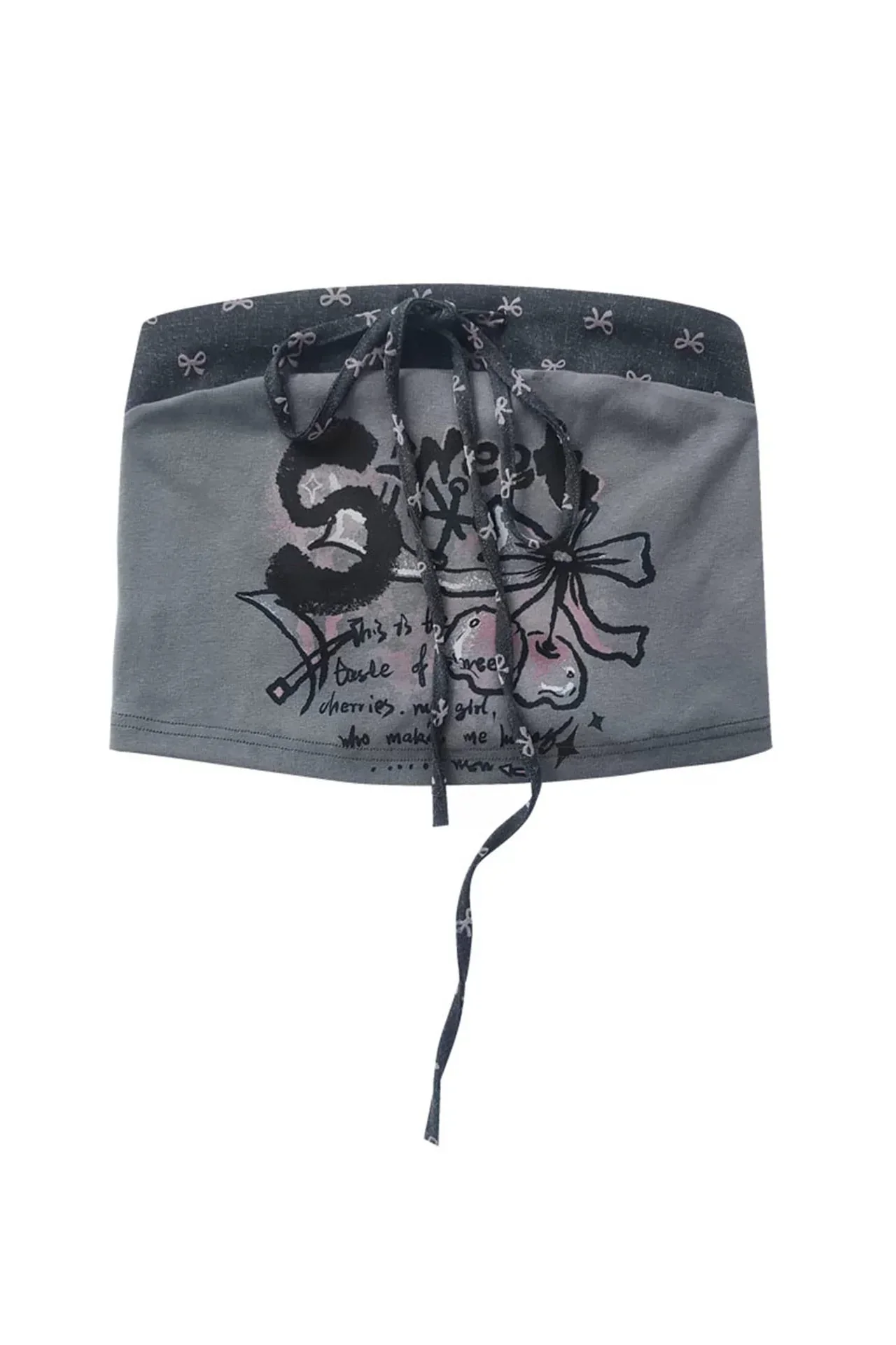Y2K Patchwork Printed Tube Top - Image 12