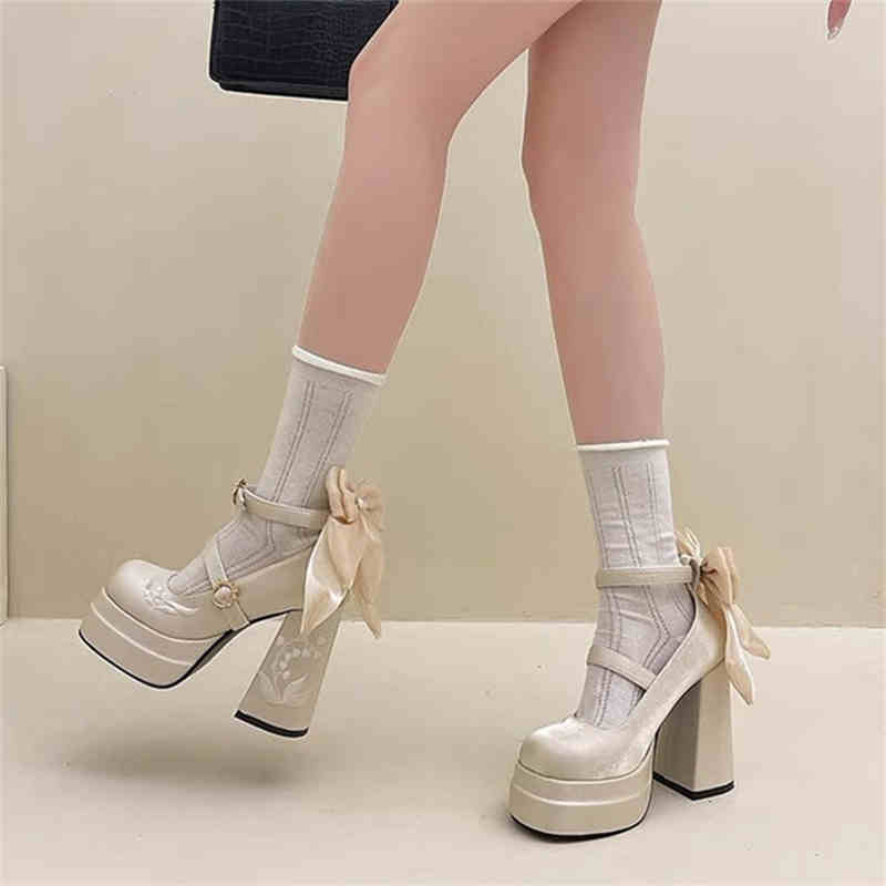 Peach Bow Lolita High Heels - Image 12